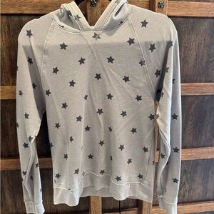 Lucky Brand Light Gray Waffle-Knit Hoodie with Black Label